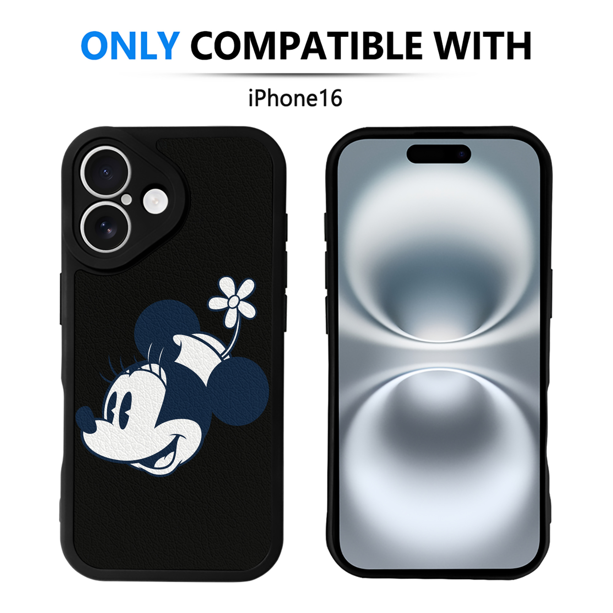 （画像用） ミッキーマウス Mickey Mouse 【iPhone 16シリーズ対応】シリコンスマホケース（レザー調） 材質：シリコン